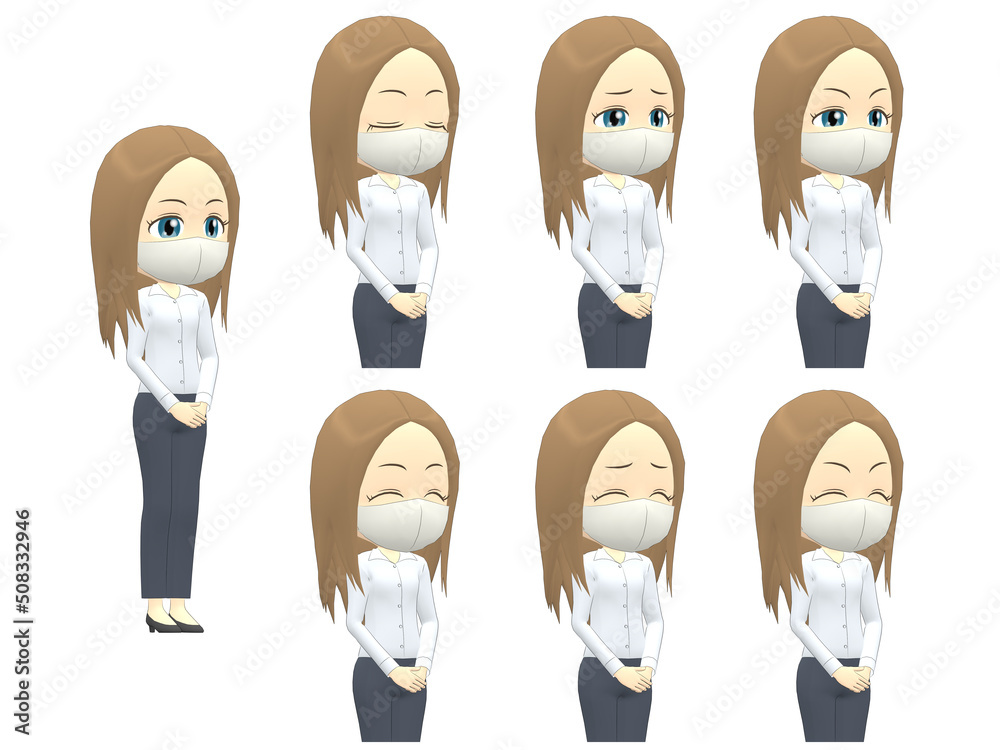 Fototapeta premium [Emotions A] Caucasian Woman shirts straight hair oblique angle