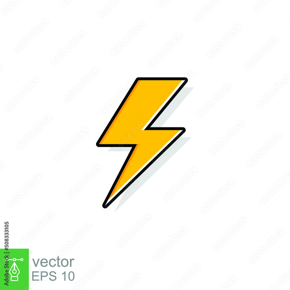 Thunder and bolt lighting flash icon. Flat style on white background. Vector illustration isolated. EPS 10. Thunder and bolt lighting flash icon. Flat style on white background. Vector illustration isolated. EPS 10.