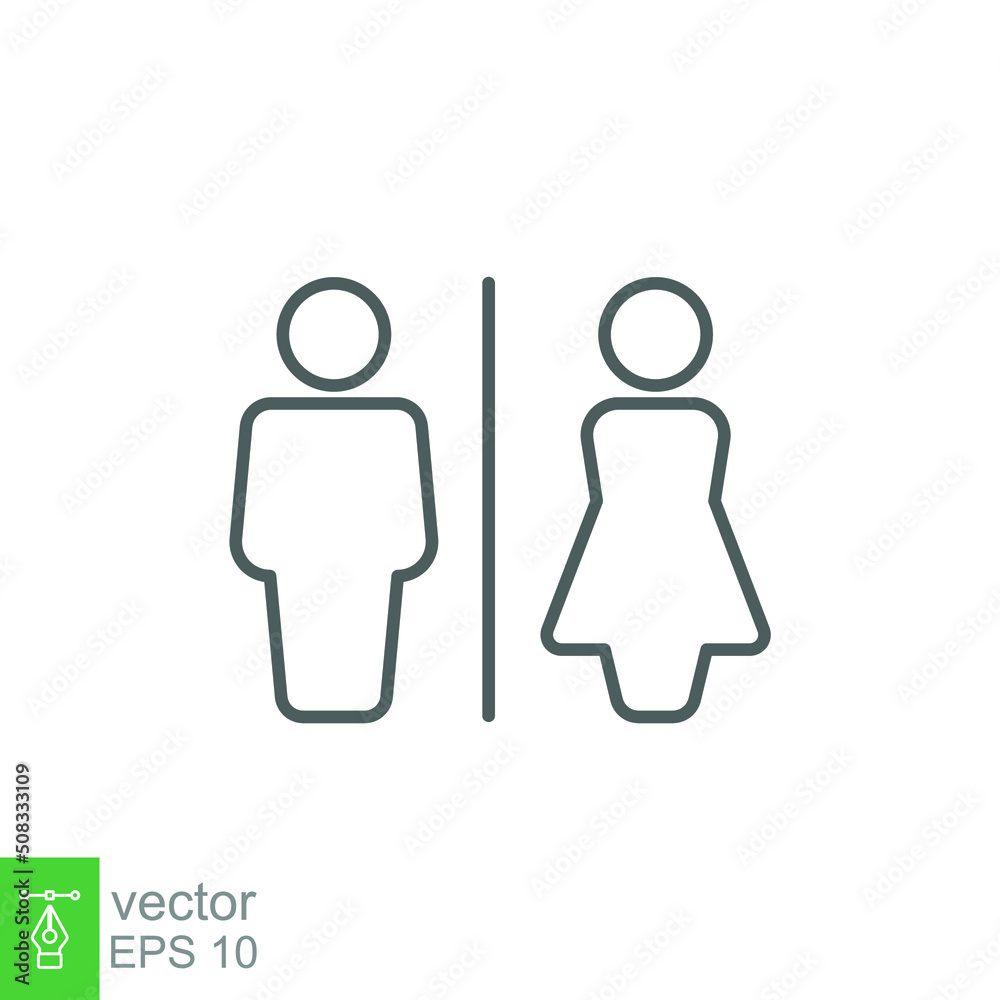 Toilet restroom sign icon. Public navigation symbol. Simple outline style. Vector illustration isolated on white background. EPS 10 Toilet restroom sign icon. Public navigation symbol. Simple outline style. Vector illustration isolated on white background. EPS 10