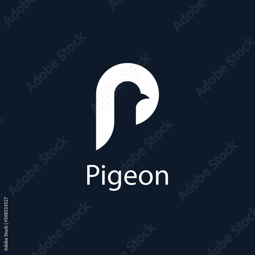 Negative space minimal pigeon bird logo vector