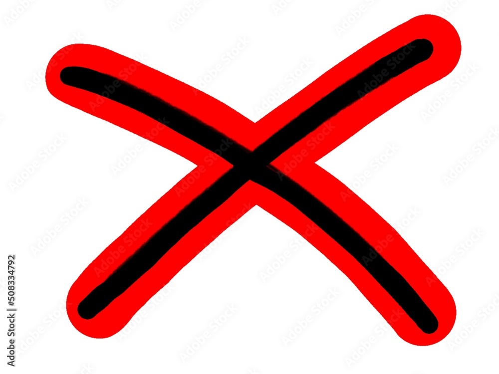 Obraz premium 赤と黒の印象的なバツマーク・アイコン