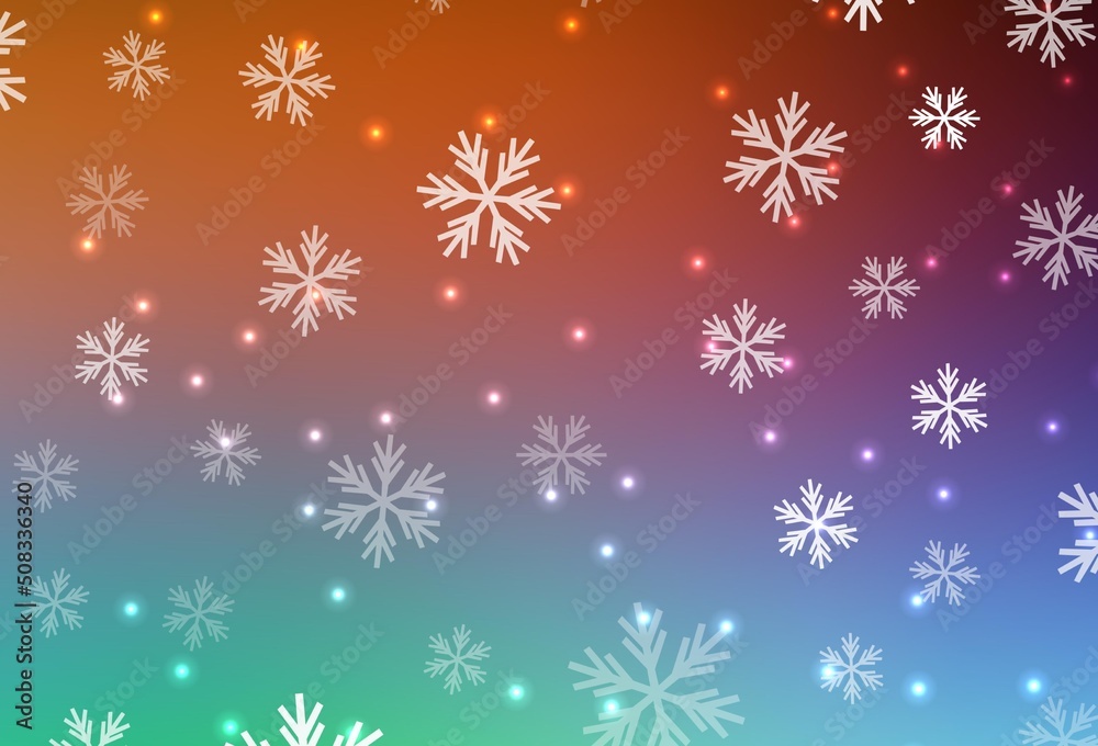 Light Green, Red vector background with beautiful snowflakes, stars. Light Green, Red vector background with beautiful snowflakes, stars.