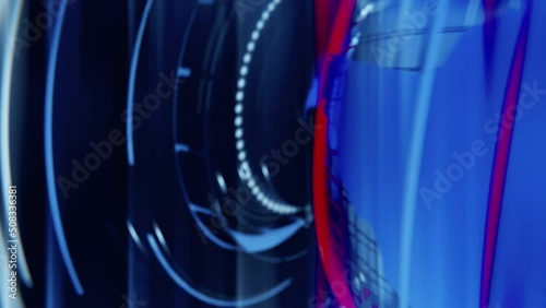 3D Planet Earth Revolving with Conceptual Lines Spinning Around it.