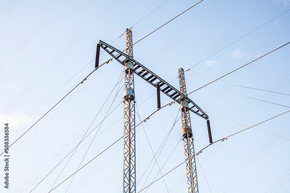 Power lines and metal structure