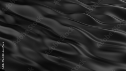 Black Plastic Geometric Abstract Background Wall Paper. Wave plane. Architectural Sculpture. 3D illustration. 3D high quality rendering. 3D CG.