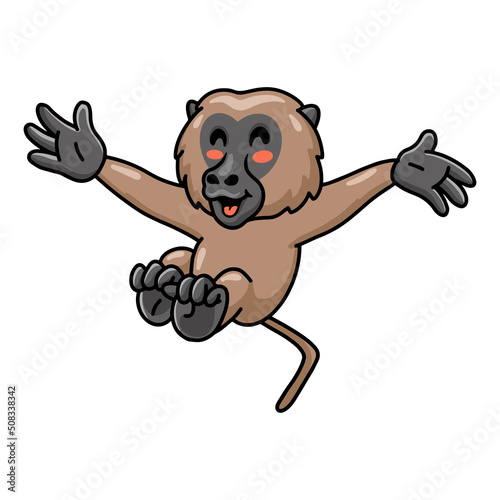 Cute little baboon monkey cartoon jumping