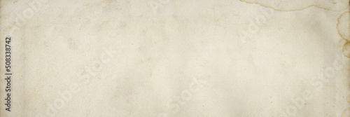 Old white paper texture. Rough faded surface. Blank retro page. Empty place for text. Panoramic background for vintage style design.