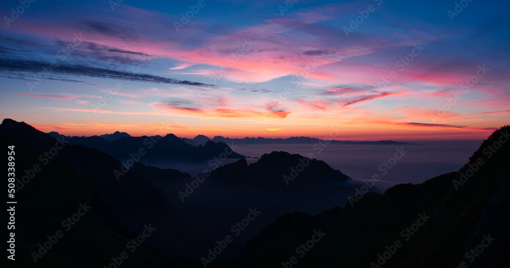 Sunrise from Rifugio dal Paz, Dolomites, Italy