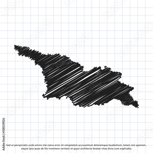 Map of Georgia freehand drawing on a sheet of exercise book. Vector illustration.