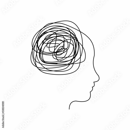 Brain line tangled Logo Design Vector Illustration
