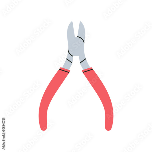 Illustration of wire cutters. Instrument for jewelry making, manicure and pedicure, repairing. Icon.
Vector illustration isolated on white background. photo