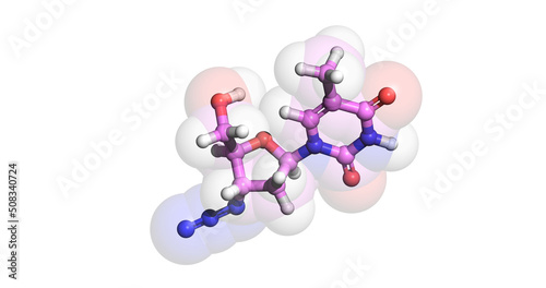 Zidovudine /AZT, HIV/AIDS drug, 3D molecule photo