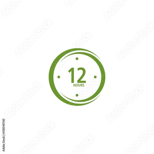 12 hours clock arrow logo vector icon illustration design 