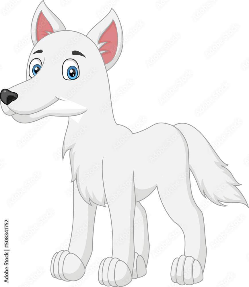 Cute arctic fox on white background