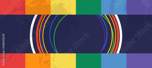 Inclusive Pride Background with Progression Pride Flag Colours. Rainbow Stripes Wallpaper in Gay Pride Colours
