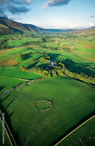 Castlerigg prehistoric stone circle in Lake District National Park. Looking toward Penrith. Near Keswick, Cumbria, England. photo