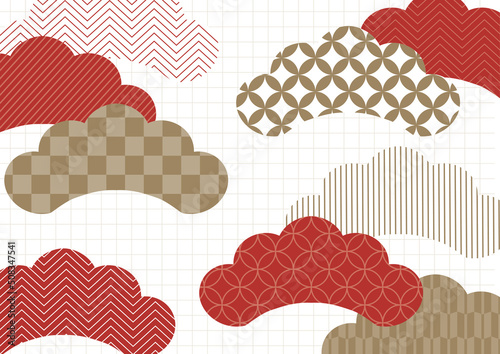 モダンでシンプルな松の和柄赤と金