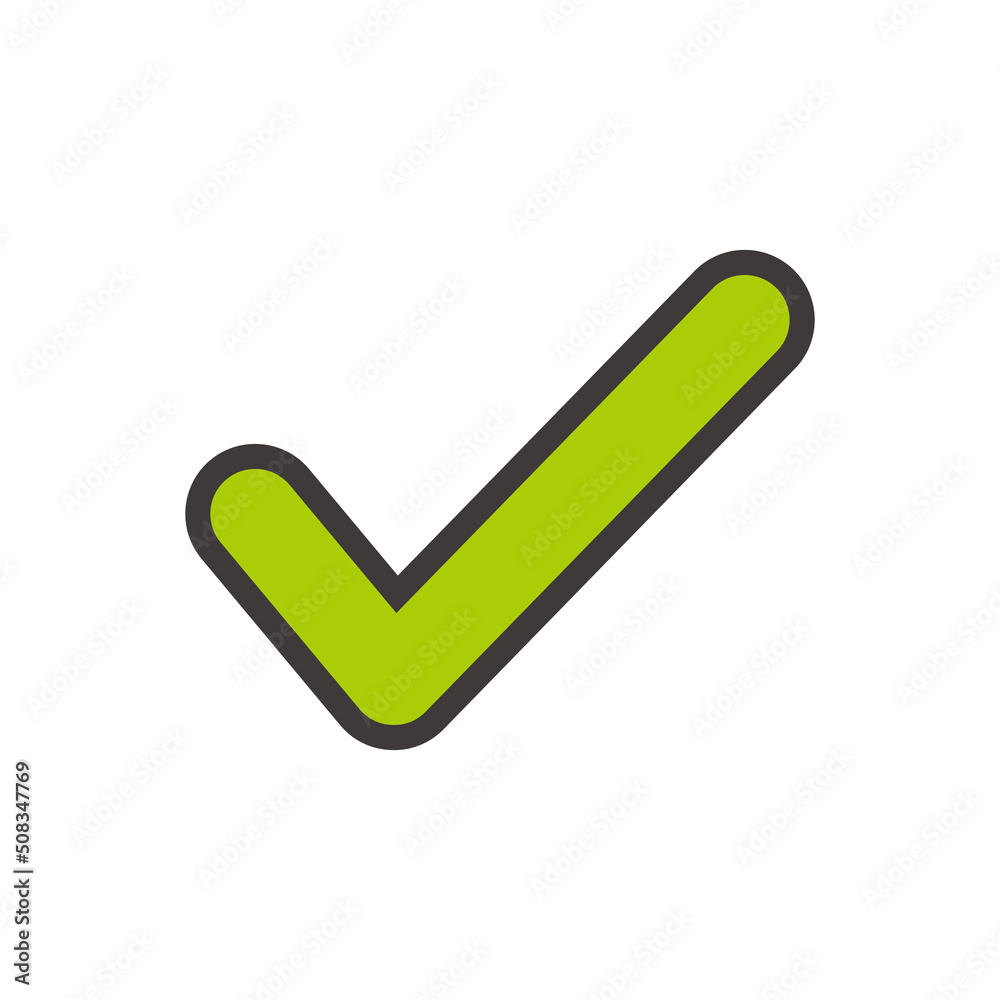 check mark green icon vector Illustration symbol