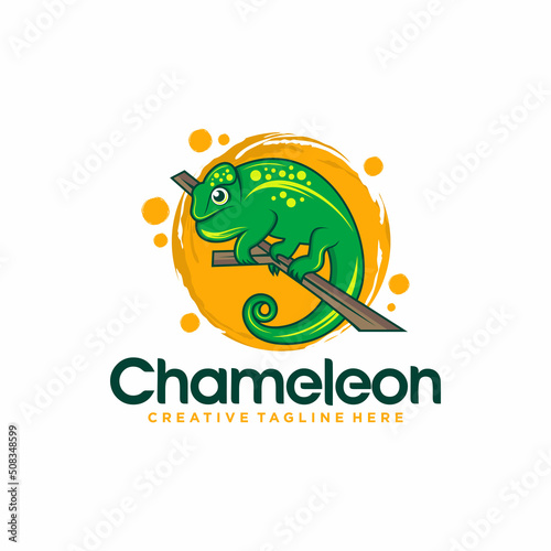 Chameleon mascot logo design vector illustration 