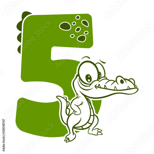 Birthday Anniversary Boy  5 years  Number Five  crocodile