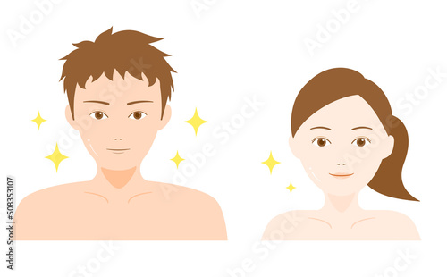 女性と男性 顔アップ 美容 目を開ける