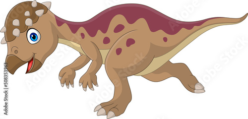 Cartoon happy pachycephalosaurus dinosaur running