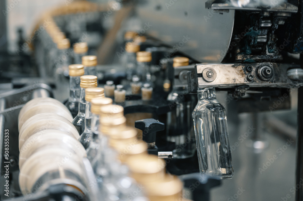 visual inspection of bottles with vodka visual inspection of bottles with vodka