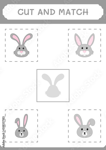 Cut and match parts of Rabbit  game for children. Vector illustration  printable worksheet