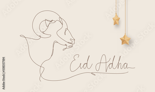 Eid Al Adha Banner Design Vector Illustration. Islamic and Arabic Background for Muslim Community Festival. Moslem Holiday. 3D Modern Islamic  suitable for Ramadan, Raya Hari, Eid al Adha and Mawlid.