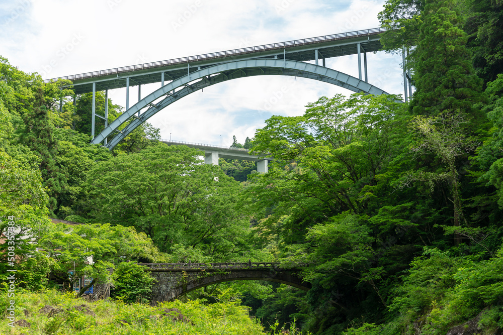 Fototapeta premium 宮崎県高千穂峡の三段橋