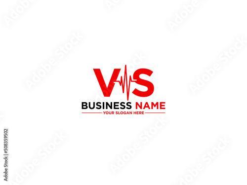 Letter VS Heart Logo, Medical Vs sv Logo Letter Vector Art For Music or Medical Heart