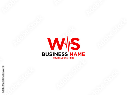 Letter WS Logo Icon, Unique Ws sw Logo Letter Vector Image Design For Music Heart Or Medical