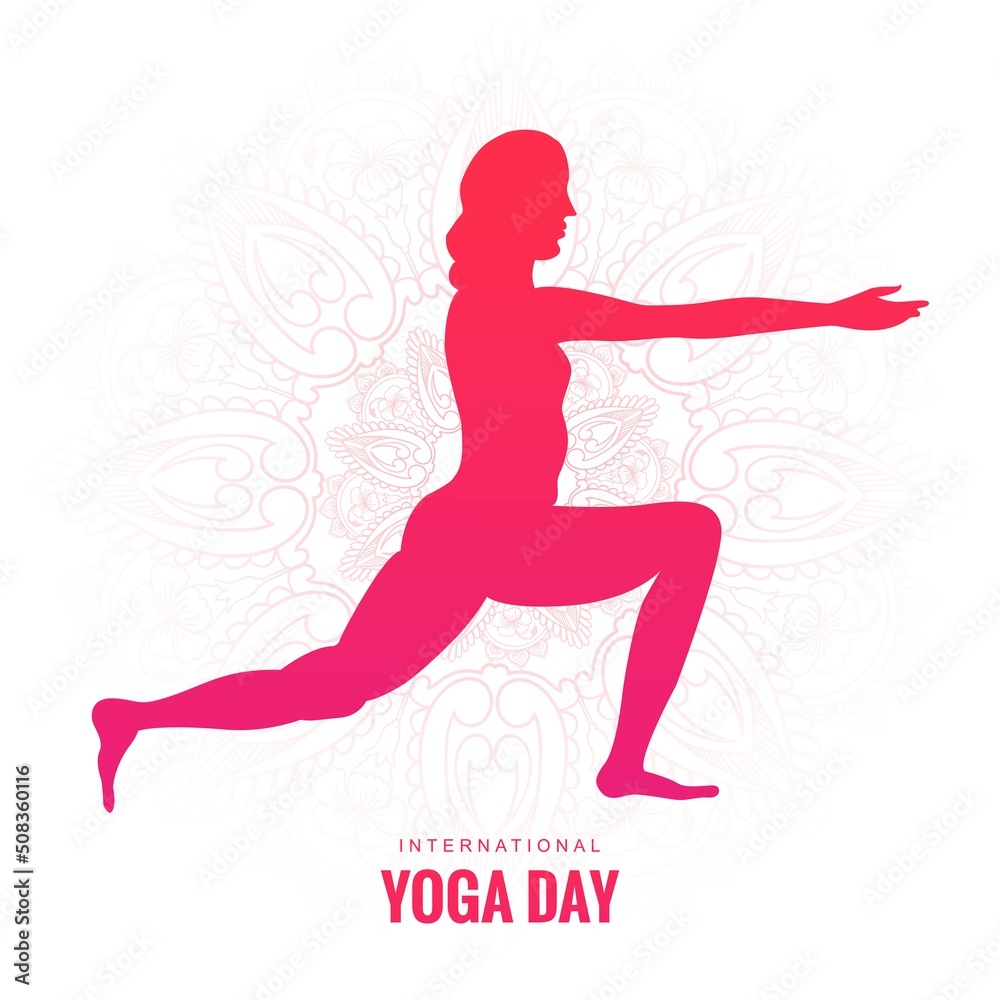 Woman doing asana for international yoga day background Woman doing asana for international yoga day background