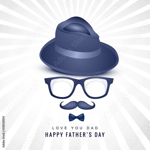 Happy fathers day cap and spectacles on mustache card design
