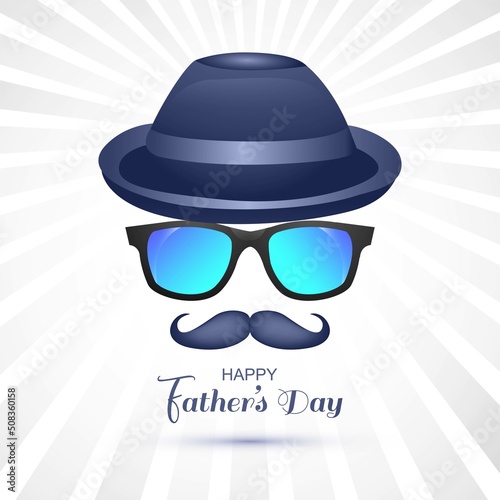 Happy fathers day cap and spectacles on mustache card design