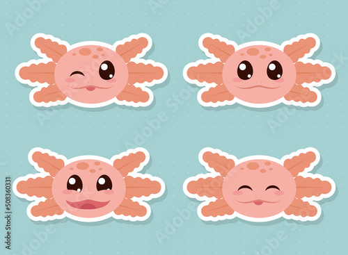 cute axolotls set