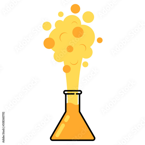 Chemical explosion in a test tube icon flat vector illustration