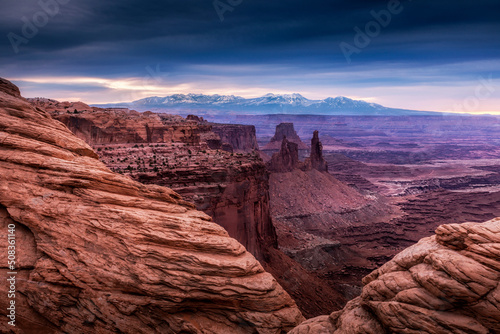 A view above Mesa Arch at Canyonlands National Park