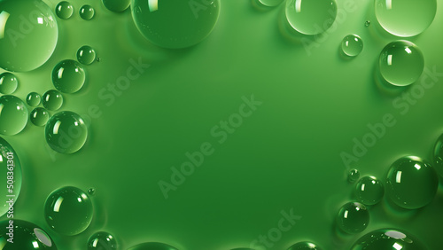 Green Water Drops Background.