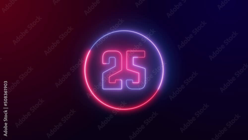 30 seconds countdown timer animation - Neon glowing countdown number
