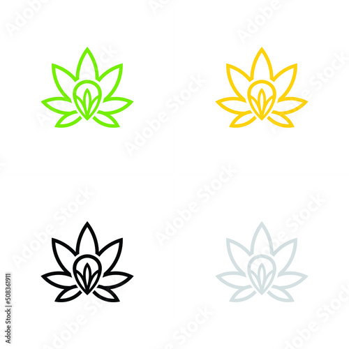 Fototapeta Naklejka Na Ścianę i Meble -  Luxury Cannabis or Marijuana Leaf in the frame for Icon and Logos Concept black silver gold and green
