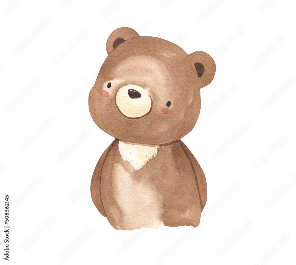 Obraz premium Watercolor bear illustration for kids