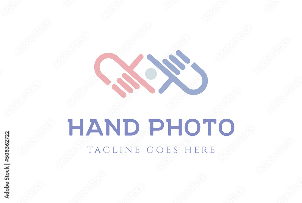 Modern Simple Hand Shape Photography Logo Design Vector