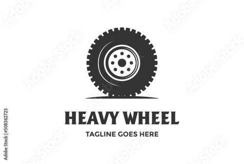 Retro Vintage Heavy Truck Wheel Tyre Logo Design Vector