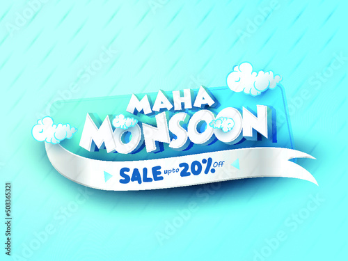 
vector illustration poster of Monsoon season Offer or Sale. 
