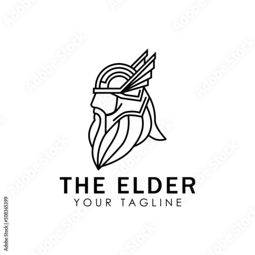 Viking elder elegant simple monoline logo vector