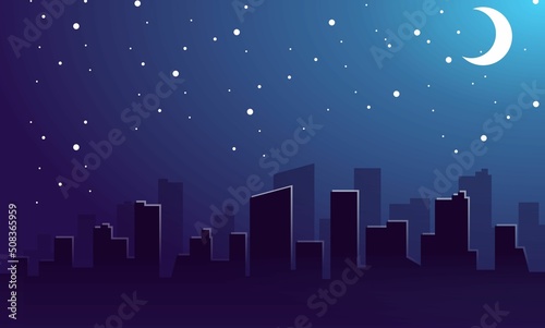 night city skyline background  megapolis  silhouette  illustration with architecture