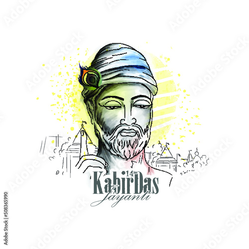 illustration sketch of sant kabirdas jayanti with abstract background.