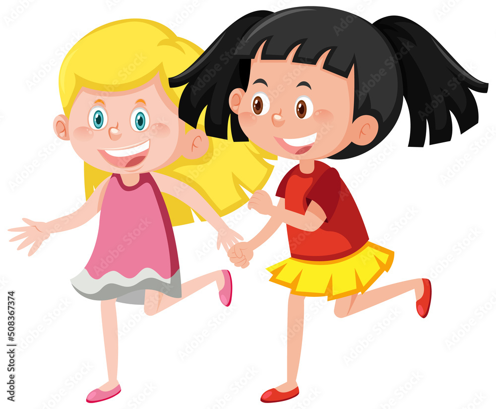 Two cute girls holding hands together Two cute girls holding hands together
