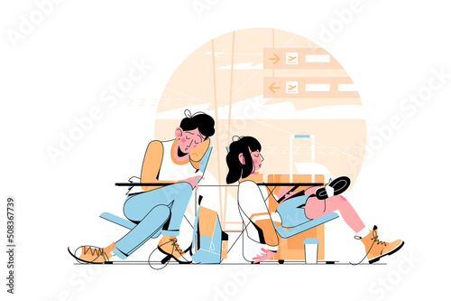 Couple waiting for flight